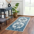 thumbnail image 5 of Hauteloom Istanbul Collection Medallion Area Rug for Living Room Bedroom - Traditional Oriental Style - Vintage Distressed - Blue, Beige, Grey - 6'7" x 9', 5 of 14