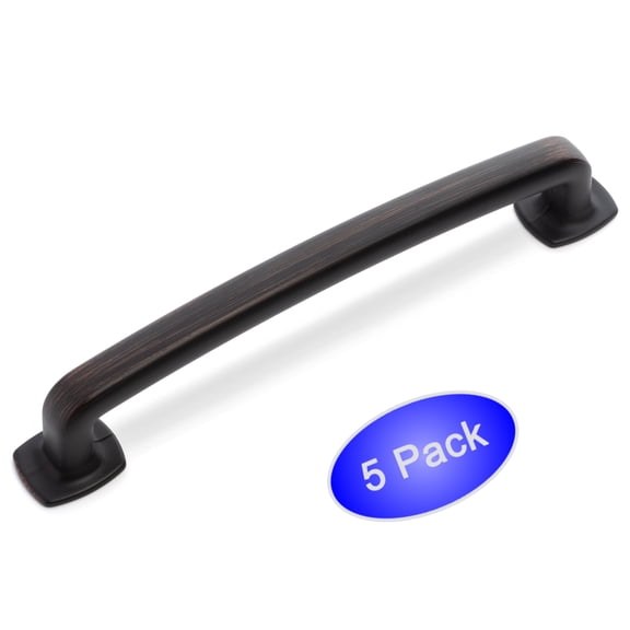 5 Pack - Cosmas 4396-128ORB Oil Rubbed Bronze Modern Cabinet Hardware Handle Pull - 5" Inch (128mm) Hole Centers