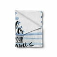 thumbnail image 2 of Inspirational Soft Flannel Fleece Throw Blanket, Follow Your Dreams Brush Calligraphy on Striped Background, Cozy Plush for Indoor and Outdoor Use, 50" x 70", Pale Blue White, by Ambesonne, 2 of 6