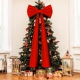thumbnail image 6 of Extra Large Velvet Christmas Bow Tree Topper | 20x71 Inches Giant Xmas Decor for Home, Wreath, Wall, Backdrop, Wedding, Party, Red, Bow, 6 of 7