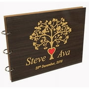 Darling Souvenir Personalized Engraved Laser Cut Wedding Guest Book Wooden Cover Sign-in Book Registry Guestbook Scrapbook-ST