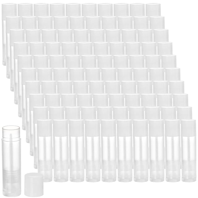 Bálsamo labial Tubes Bekith, paquete de 100 unidades, 5.5 ml, transparente con tapas blancas