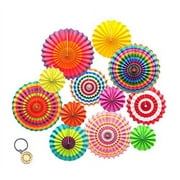 Mandala Crafts Fiesta Party Decoration Hanging Paper Fan Set for Mexican Themed Party Cinco de Mayo Birthday Taco Night Pack of 12