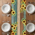 thumbnail image 6 of Sunflower Cow Table Runner - 108 Inch Long, Kitchen Dining Table Runner Dresser Scarves, Rustic Teal Brown Farmhouse Wood Grain Farmhouse Decor for Coffee Tables Wedding Party Banquet, 6 of 8