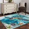 thumbnail image 3 of Turquoise Turtle Runner Rug 2.7x5 FT, Non Slip Entryway Carpet, Farmhouse Coastal Starfish Seaweeds Washable Soft Floor Carpet Entrance Mat Non-Shedding Throw Rug for Hallway Laundry Room Bedside, 3 of 9