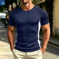 thumbnail image 2 of Fwqbns Men's Compression Shirt Short Sleeve Quick Dry Workout T-Shirt Athletic Gym Running Top Moisture Wicking Base Layer Navy, 2 of 8