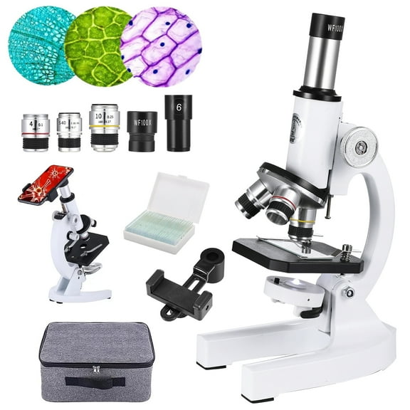 Microscope for Kids and Beginners, 400X-24000X Magnification Kids Science Microscope Kit with Microscope Slides LED Light for School Laboratory Home Education