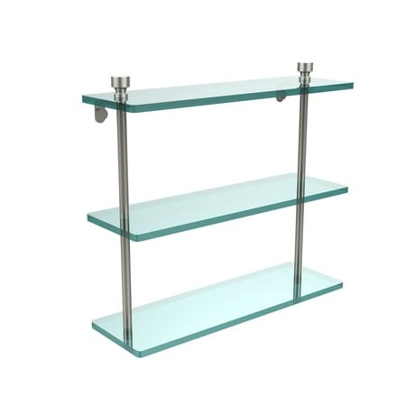 Foxtrot Collection 16-in Triple Tiered Glass Shelf in Satin Nickel