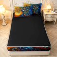thumbnail image 4 of Homewish Watercolor Gradient Nature Tree Zipper Full Size Comforter Sets with Fitted Sheet and 2 Pillowcases,Botanical Design Zipper Bedding Set,Orange Navy,Black Reversible,4pcs, 4 of 8