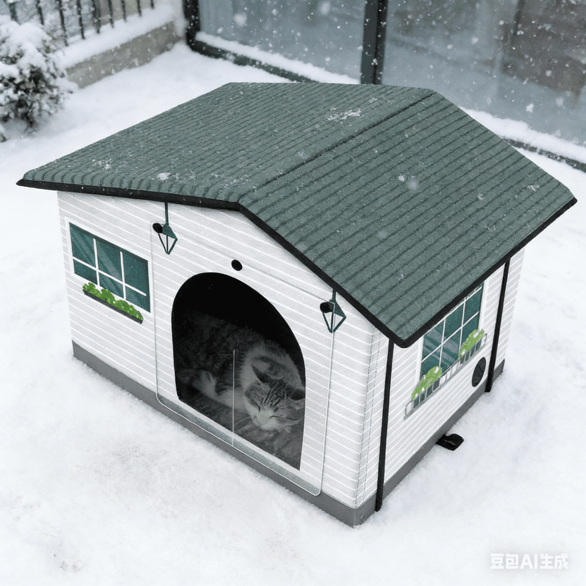 Weatherproof Insulated Heated Cat House with Heated Pad - Elevated Winter Safe Shelter for Outdoor & Feral Cats (20"x16.5"x16")