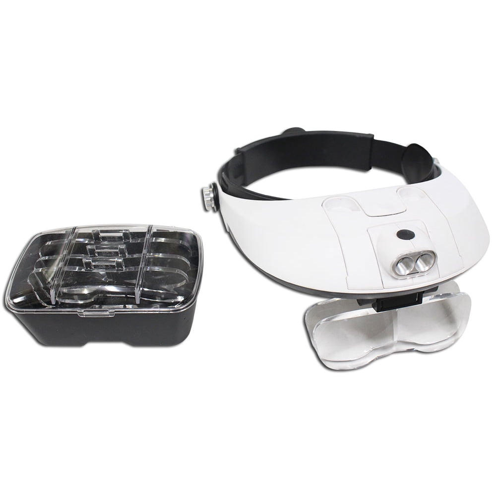 Illuminated Head Magnifier Adjustable Strap 5 Interchangeable