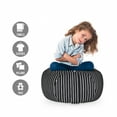 thumbnail image 2 of Pinstripe Storage Toy Bag Chair, Monochrome Black and White Design White Thin Uneven Lines on Dark Backdrop, Stuffed Animal Organizer Washable Bag, Small Size, Black and White, by Ambesonne, 2 of 3