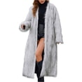 thumbnail image 2 of Women's Over the Knee Length Plush Overcoat, Long Fuzzy Coat, Oversized Faux Fur Jacket, Winter Warm Coat, Casual Lounge Coat, Plus Size Outerwear Grey XXL, 2 of 8