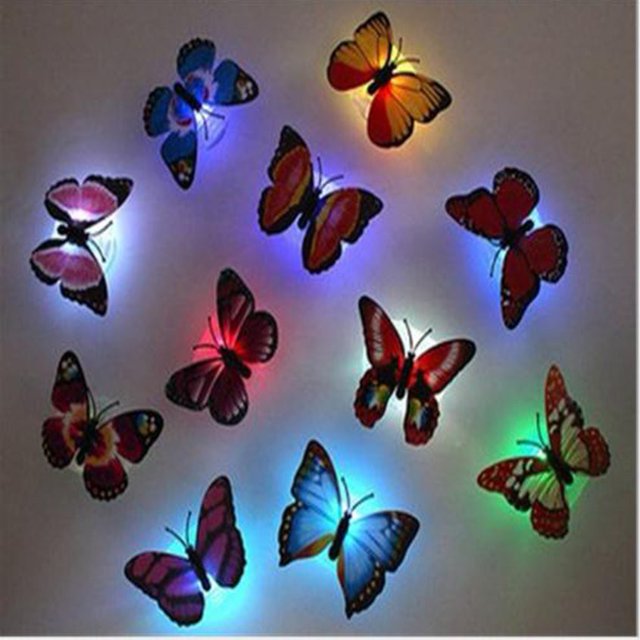Coloridas luces LED en forma de mariposa decoración de pared para habitación de niños