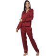 thumbnail image 3 of BlushBridesCo. Satin Pajamas Women's Long Sleeve Sleepwear Soft Silk Button Down Loungewear Pjs Pants Set XS-XXXL, 3 of 5