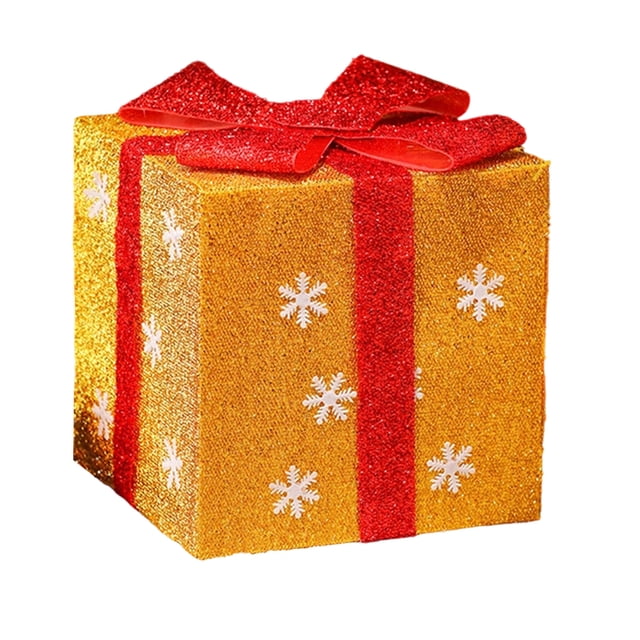 Christmas Gift Box Decorations Red Green Yellow PVC Tree Base Decoration 25 cm Cube