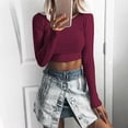 thumbnail image 1 of Heliisoer Mode Femmes T-Shirt Blouse à Manches Longues Uni Hauts, 1 of 4
