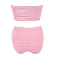 thumbnail image 5 of Women's Strapless Bandeau Bikini Set, High Waist Ruched Textured Two Piece Swimwear for Beach & Pool, 5 of 5