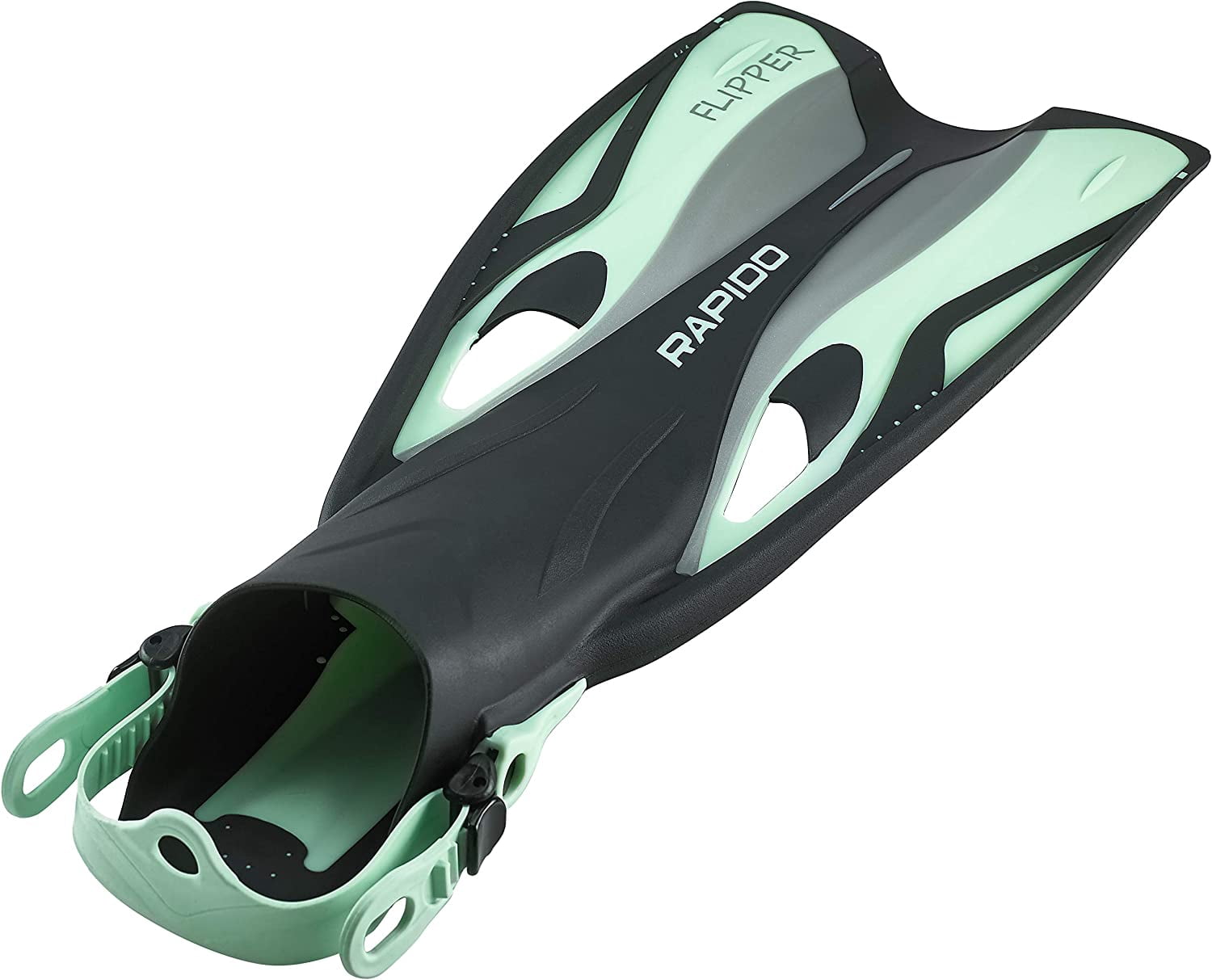 Rapido Boutique Collection Flipper Open Heel Adjustable Snorkel Fin with Snorkeling Gear Carry Bag, Ideal Snorkeling Fins for Snorkel or Scuba