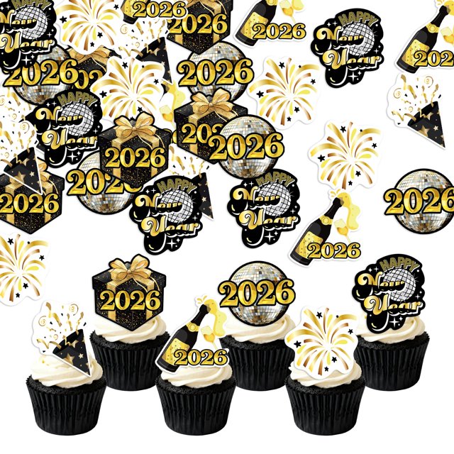 Foowztao 42 toppers comestibles para cupcakes Año Nuevo 2026