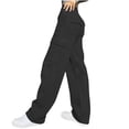thumbnail image 4 of XuJwPNcy Cargo Sweatpants Womens Fleece Wide Leg Sweat Pants Baggy Athletic Joggers Pants with Pockets Fall Fashion（Black,XX-Large), 4 of 7