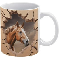 3D Hole In A Wall Horse Mug, 3D Animal Mug, 3D Horse Mug Design, 3D Mug Funny Coffee Mug - Novelty Coffee Mugs White 11 Ounce Ceramic Coffee Mug, High Grade Ceramic Coffee Mug