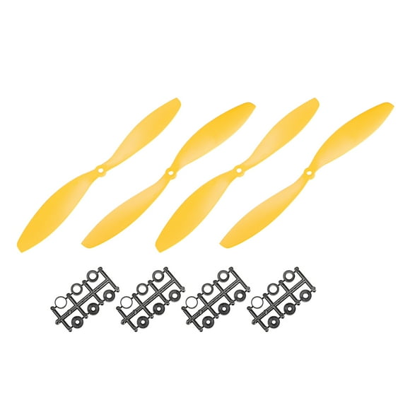 Hélices RC CW CCW 1147 11x4.7 Pulgadas 2-Vane Fijo para Juguete de Avión, Nylon Amarillo 2 Pares con Anillo Adaptador