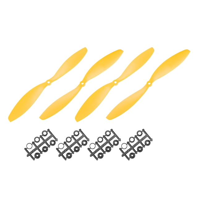 Hélices RC CW CCW 1147 11x4.7 Pulgadas 2-Vane Fijo para Juguete de Avión, Nylon Amarillo 2 Pares con Anillo Adaptador