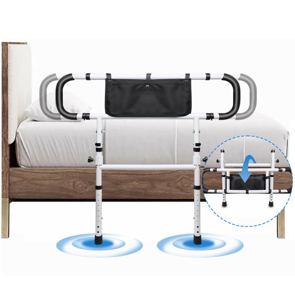 Burfoko Adjustable Bed Rail for Fall Prevention, White, 1 Count