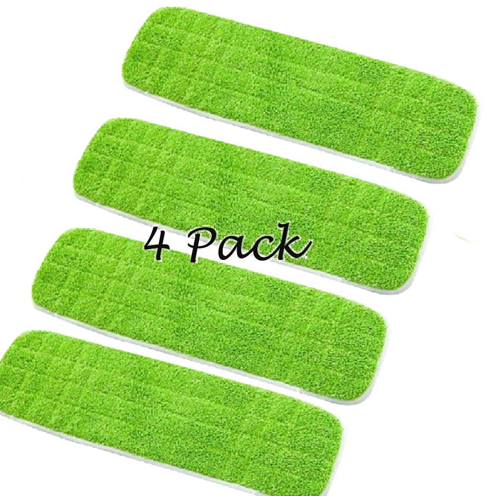 4 Pack Microfiber Spray Mop Pads Replacement Heads Washable Reusable Mop Refills Green 4 Pack