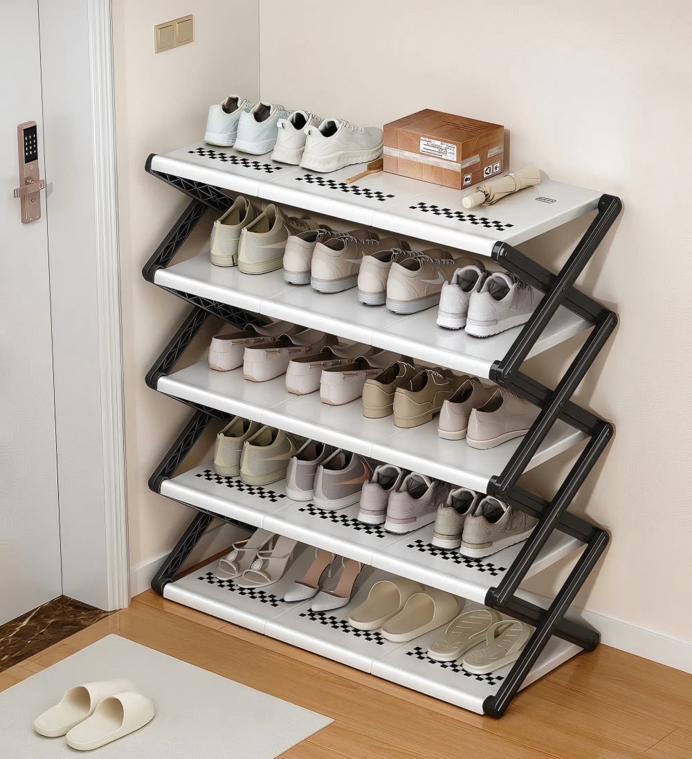 Joybos 5-Tier Folding Shoe Rack, No-Install, Portable Shoe Organizer for Family - Entryway/Closet/Bedroom