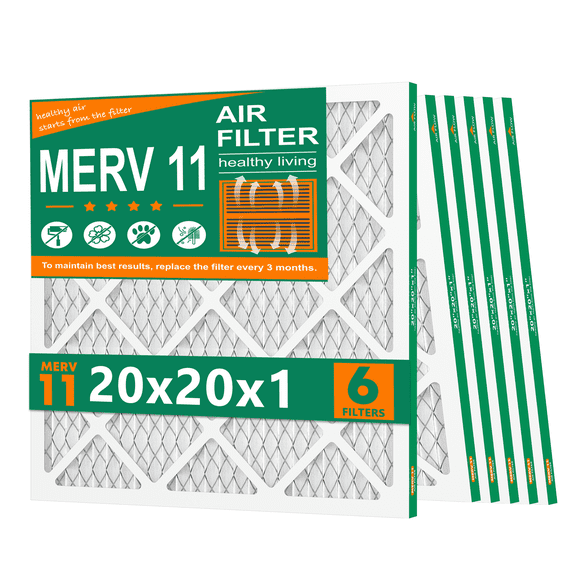 SUIXINEYI 20X20X1 MERV11 Pleated Air Condition Filter MPR1000 HVAC Furnace Air Filter for Dust Reduction,6 Filters