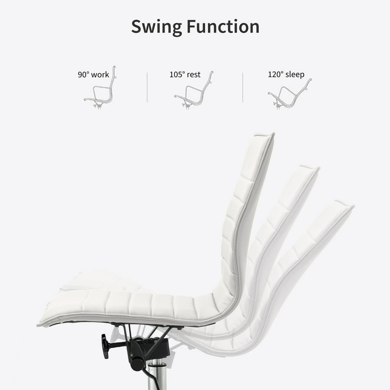 2xhome - Mid Back Height Modern Home Office Chair, Ribbed PU