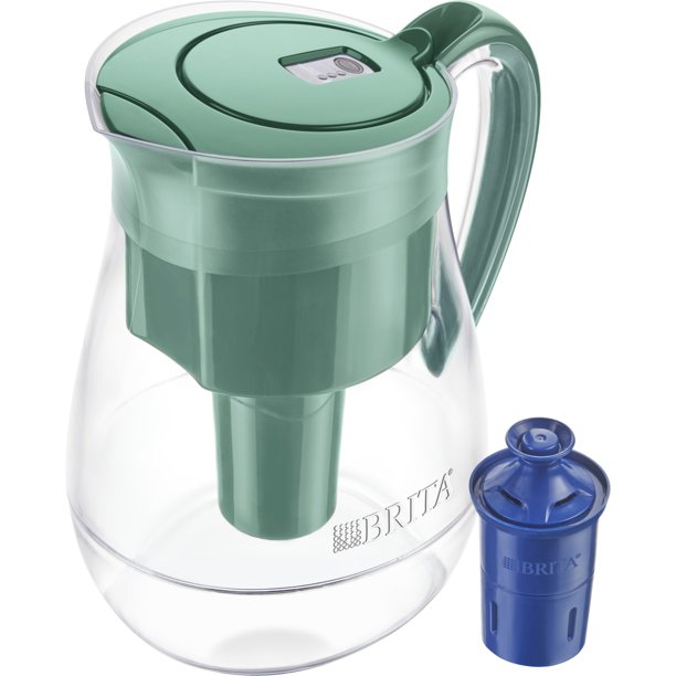 Brita 10 Cup Monterey Water Pitcher with 1 Longlast Filter BPA Free Green