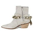 thumbnail image 3 of Diba True Womens Paper Lily Chain Studded Snip Toe Zippered  Ankle Boots, 3 of 5