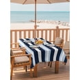 thumbnail image 2 of 60x84 Inch Outdoor Tablecloth with Umbrella Hole Zipper Rectangle Blue Navy Striped Rectangular Tablecloths Outside Waterproof Modern Ombre Abstract Lines Pattern Patio Table Cover for Picnic Party, 2 of 8