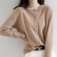 thumbnail image 3 of 1 Uds 2023 Otoño Invierno suéter cárdigan mujer cuello redondo corto ajustado suéter camisa de fondo, 3 of 5