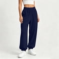 thumbnail image 5 of Sweatpants for Women Elastic Waist Sweatpants Fall Fashion Casual Comfortable Solid Pocket Full Length Pants Athletic Joggers with Pockets, 5 of 9