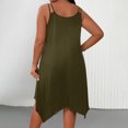 thumbnail image 3 of UPPADA Plus Size Summer Dress for Women Soft Spaghetti Strap Sleeveless Sundress Summer Midi Dress Hawaiian Bohemian Beach Cover up Dress Solid Casual Dress Army Green,XXXL, 3 of 7