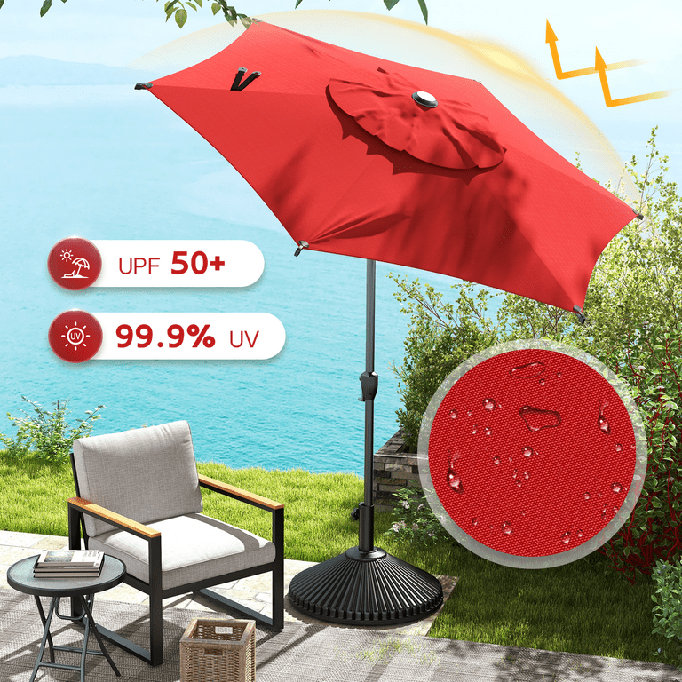 4 foot patio umbrellas Zeus & Ruta 4 x 6 ft. Rectangle Patio Umbrella with Crank Lift and Tilt  Function in Red HOP-098