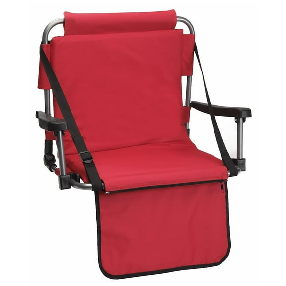 Barton Outdoors™ Folding Red Stadium Chair with Armrests, Carrying Strap, and Spring-Loaded Hooks