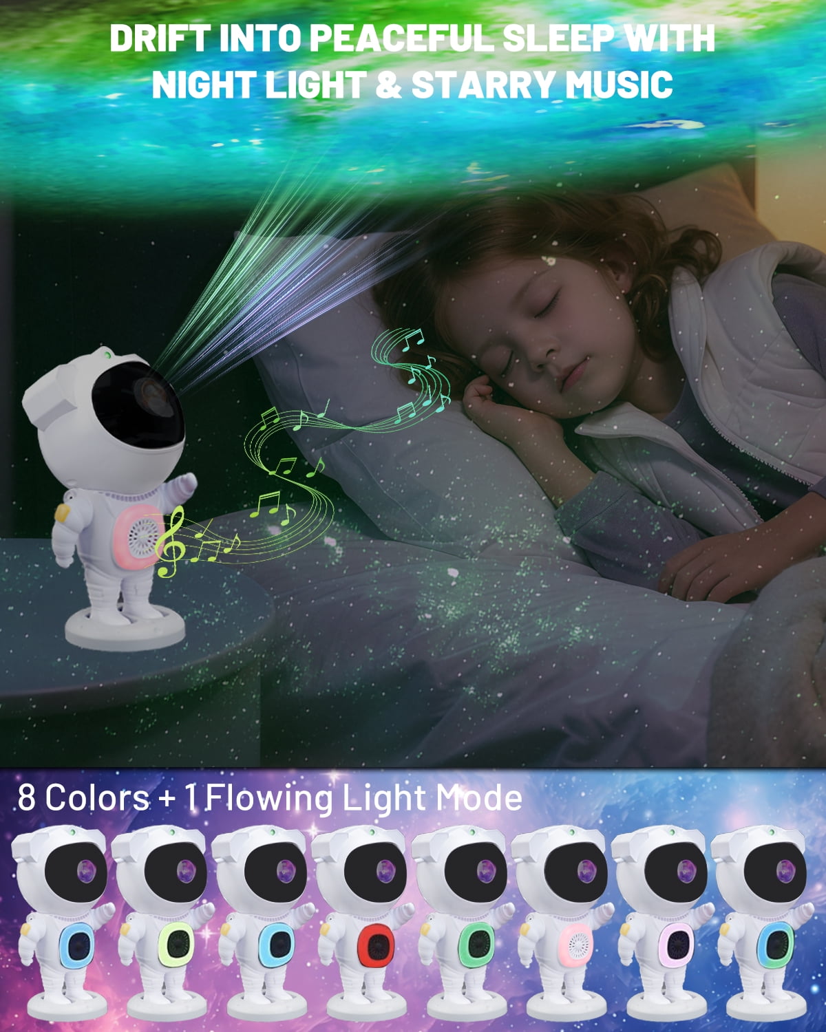 Astronaut Galaxy Projector with Bluetooth Speaker & Remote, Starry Nebula Ceiling Night Light for Kids, Star LED Home Room Decor