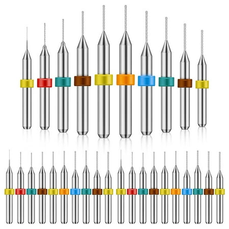 

30Pcs 0.3-1.2mm Tungsten Carbide -Drill Bits Set Tungsten Steel PCB Print Circuit Board Flute CNC Router Bits