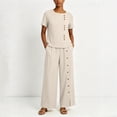 thumbnail image 6 of TaTaai Two Piece Plus Size Sets for Women Short Sleeve Button Down Top Wide Leg Pants Casual Summer Outfits, 6 of 8