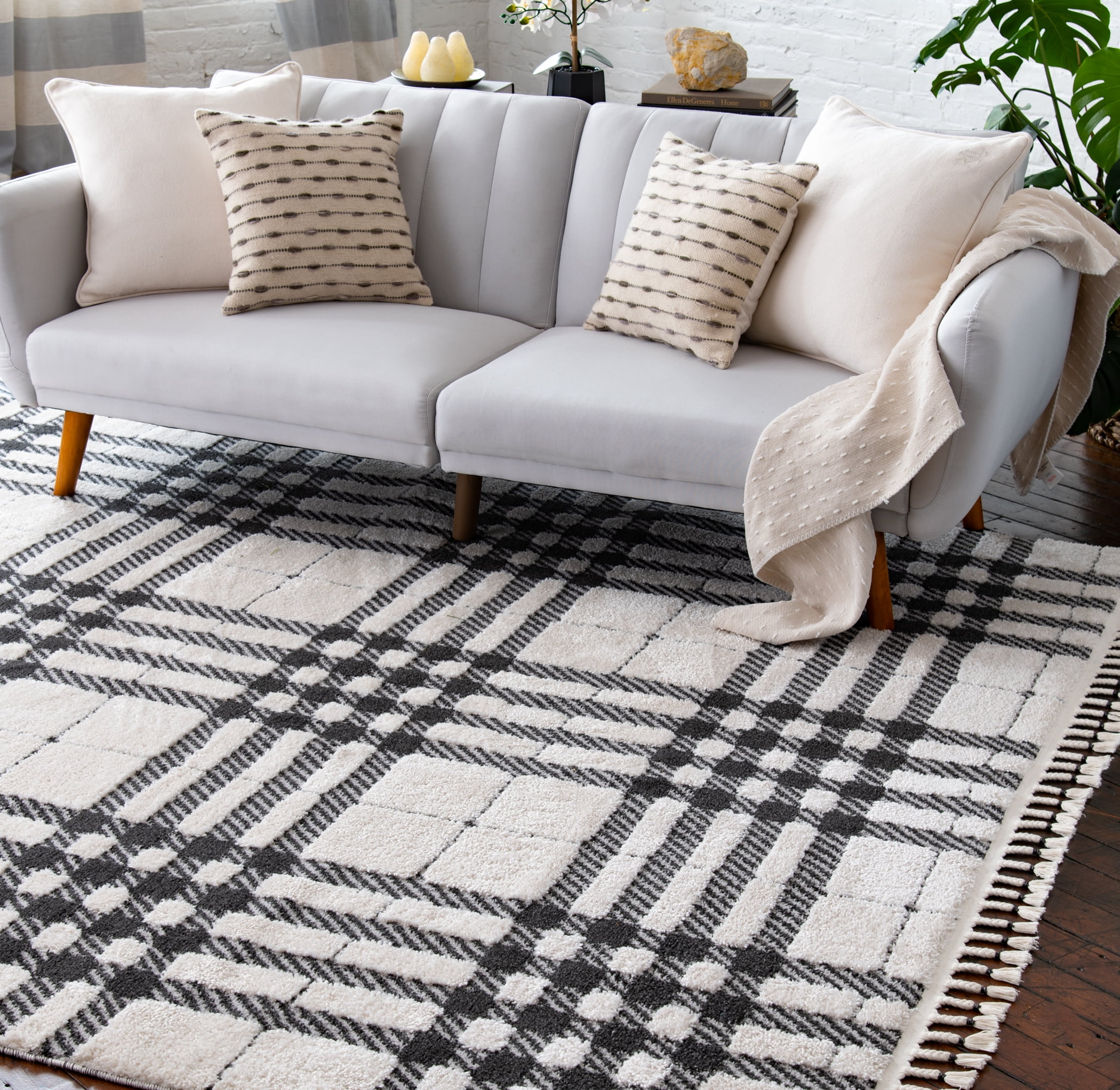 Better Homes & Gardens Transitional Plaid Indoor Area Rug, 7.83' x 9.17'