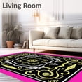 thumbnail image 2 of ODIKA 5'x7' Machine Washable Non-Slip Area Rug, Gridiron Emblem Entryway Decorative Display High Traffic Rug, Black, 674058, 2 of 7