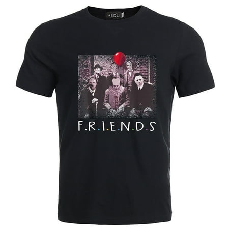AkoaDa 2019 New Fashion Horror Friends Halloween Gift Men T-Shirt Friends Tv Show Short Sleeve Round Neck Casual Men Tops