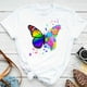 thumbnail image 3 of Nueva Camiseta De Mariposa Púrpura Con Estampado De Pétalos De Flores Para Mujer , Manga Corta , Cuello Redondo , Casual Versátil , Tops Ropa De Primavera Y Verano, 3 of 4