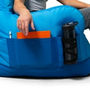 Big Joe Dorm Bean Bag Chair with Drink Holder and Pocket for Teens and Kids, Two Tone Blue, Durable Easy-Clean Polyester Nylon Blend, 3 foot Gaming and Reading Nook Seat, Refillable