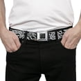 thumbnail image 3 of Buckle-Down Belt, Seatbelt Buckle Belt, Bandana Skulls Black White, 34 to 52 Inches, 3 of 9